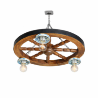 lustra rustica lemn roata 50 cm 3 becuri e27 ceramica